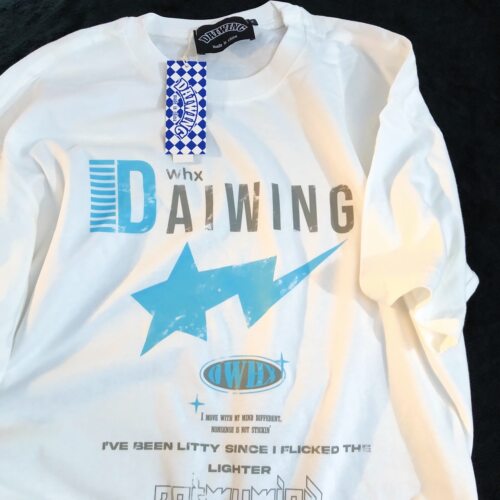 Daiwing古着闪电字母情侣短袖