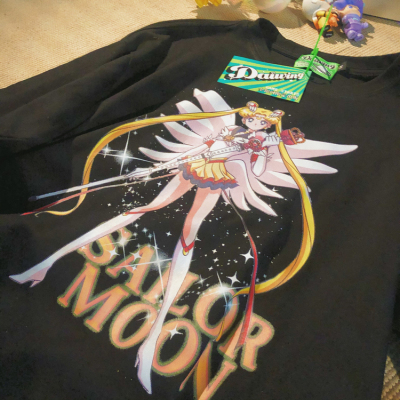 Daiwing美少女甜酷显白下衣失踪短袖Y恤男二次元JK动漫复古情侣装