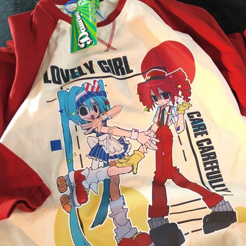 Daiwing 心没肺快乐加倍 初音未来甜酷甜妹上衣拼色插肩长袖t恤