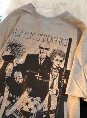 Daiwing 夏季大崎娜娜教主殿下Black Stones卡通动漫短袖青春t恤