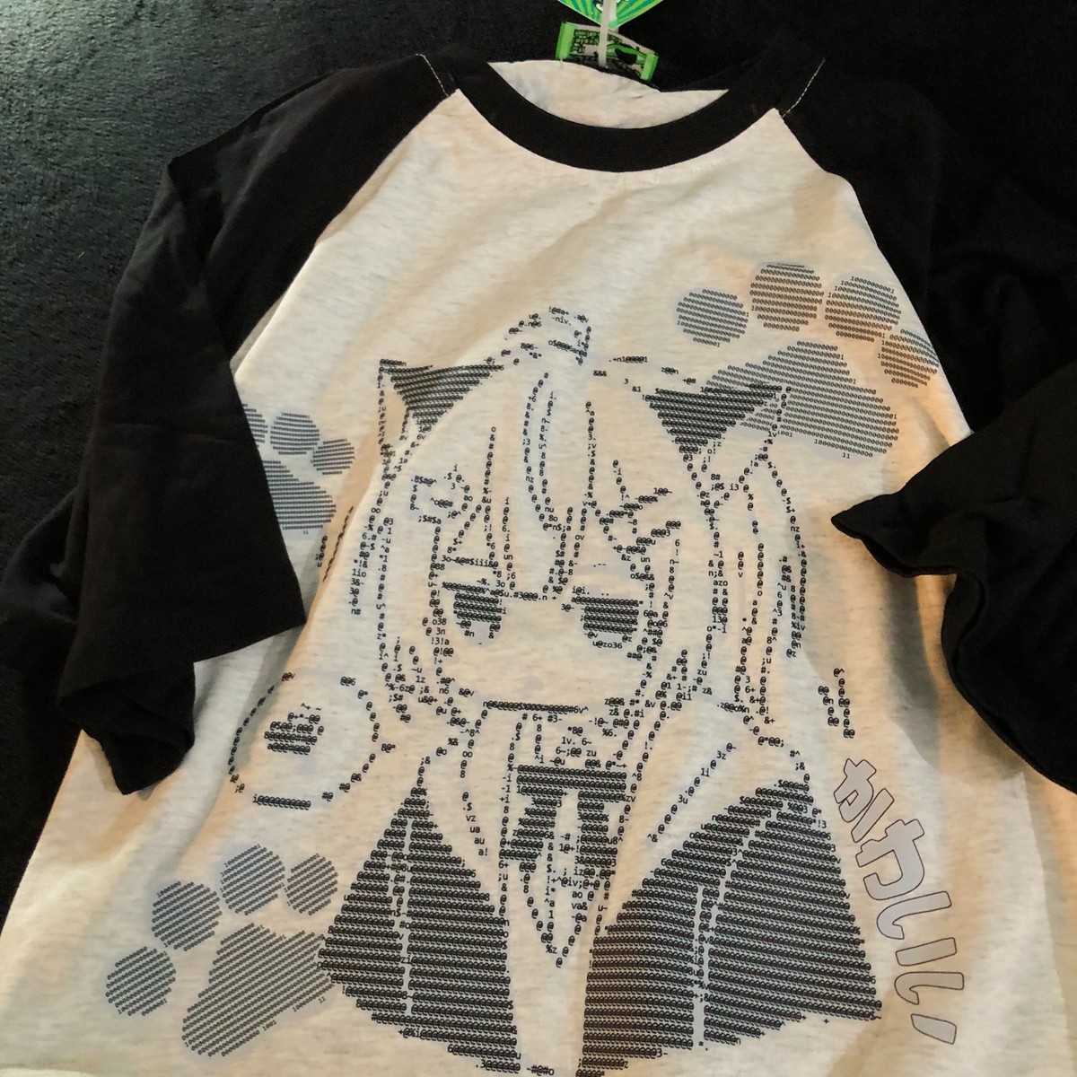 Daiwing 猫耳发箍压住呆毛 日系宅萌软妹夏装拼色插肩宽松短袖t恤