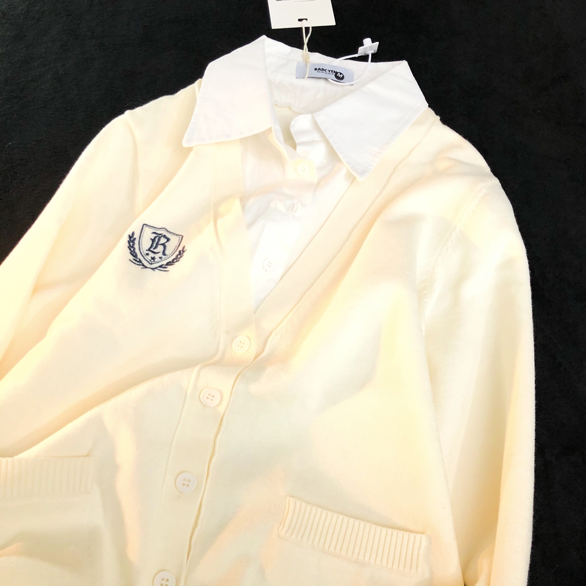 Daiwing 秋冬假两件学生宽松毛衣学院风情侣慵懒衬衫拼接针织外套