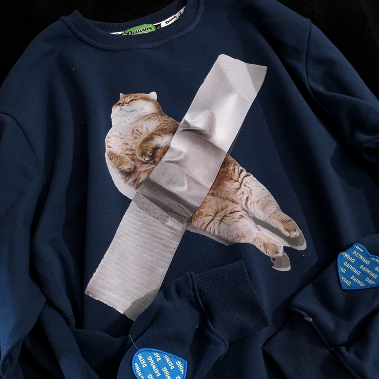Daiwing可爱猫猫情侣圆领卫衣