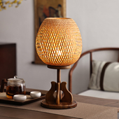 异丽复古新中式 竹编台灯卧室古典床头灯茶室古风禅意侘寂风氛围灯