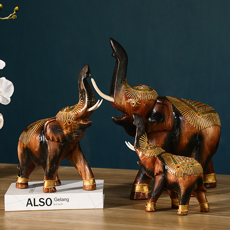 异丽泰国特色工艺品木雕大象摆件东南亚客厅电视柜泰X式桌面装饰,家居饰品,装饰摆件,淘宝优惠券,粉丝福利购,淘宝优惠卷