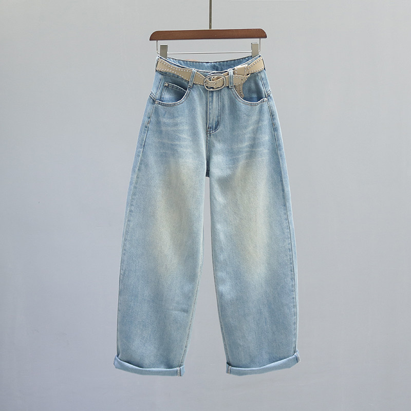 2026春季新款高腰弯刀牛仔裤女复古拼接宽松休闲老爹阔腿镰刀裤子,女装/女士精品,牛仔裤,淘宝优惠券,粉丝福利购,淘宝优惠卷