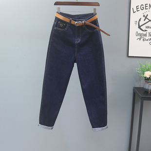 休闲萝卜裤 深蓝色哈伦牛仔裤 宽松弹力老爹裤 韩版 显瘦 子女2026夏季