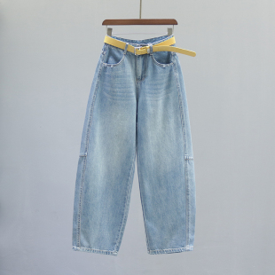 宽松休闲老爹阔腿香蕉镰刀裤 新款 子 女2026春季 复古高腰弯刀牛仔裤