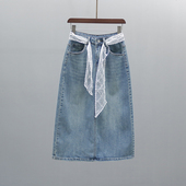 开叉包臀A字裙显瘦 高腰牛仔半身裙女复古休闲中长款 2026夏季 新款