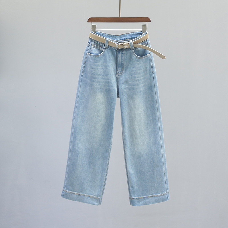 复古浅蓝色高腰直筒牛仔裤女2026春秋新款宽松休闲窄版山本阔腿裤,女装/女士精品,牛仔裤,淘宝优惠券,粉丝福利购,淘宝优惠卷