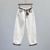 加绒加厚高腰弯刀牛仔裤 宽松休闲阔腿镰刀裤 女老爹裤 2025秋冬新款