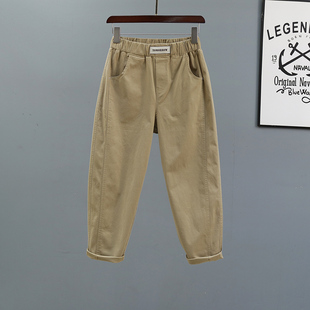 子女设计感洋气宽松老爹九分哈伦萝卜裤 松紧腰休闲裤 新款 2025夏季