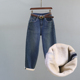 高腰老爹牛仔裤 子垮裤 女2025秋冬新款 复古宽松休闲加绒哈伦萝卜裤