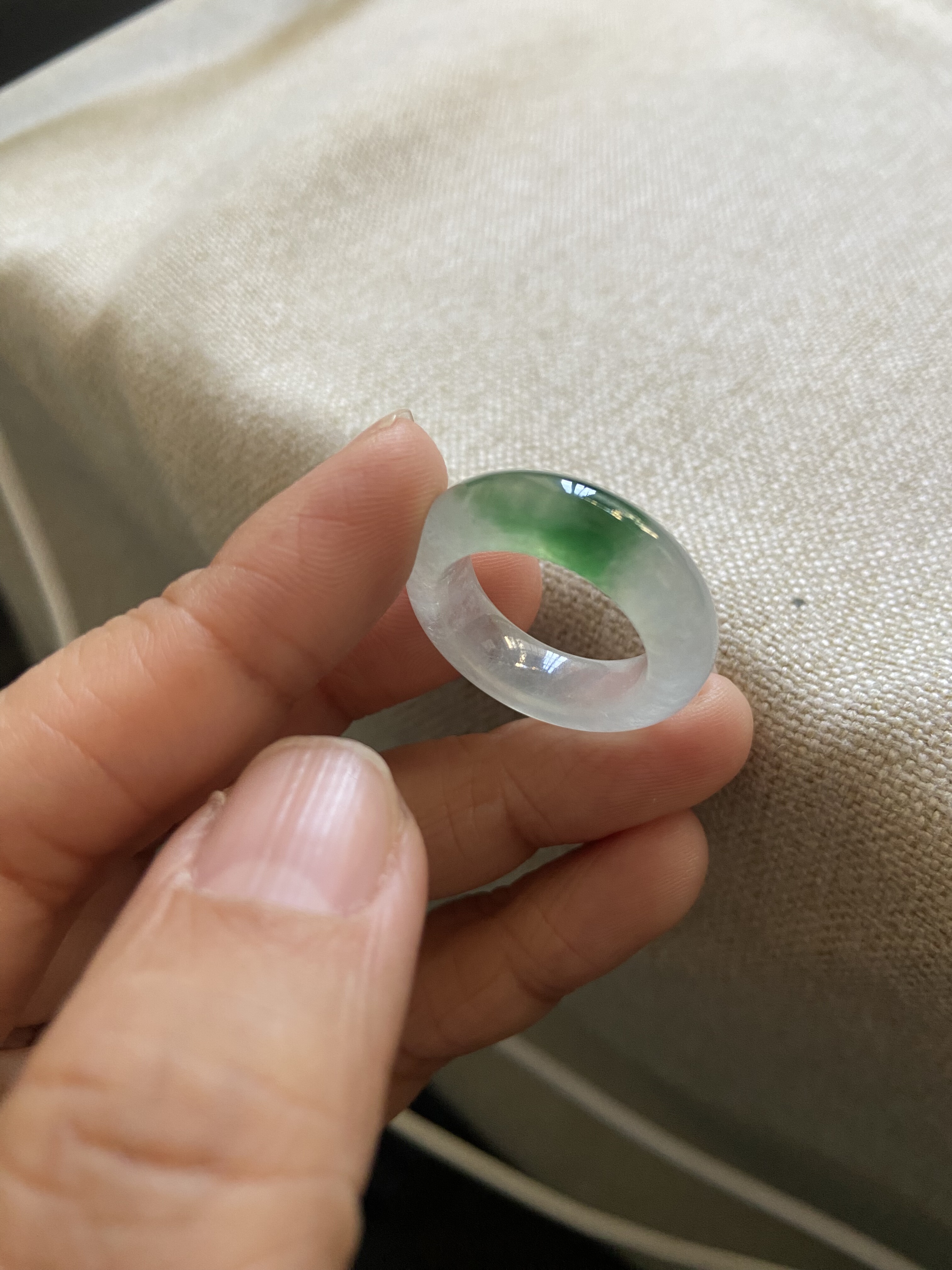 14号高冰绿飘花缅甸翡翠戒圈指环玉戒扳指