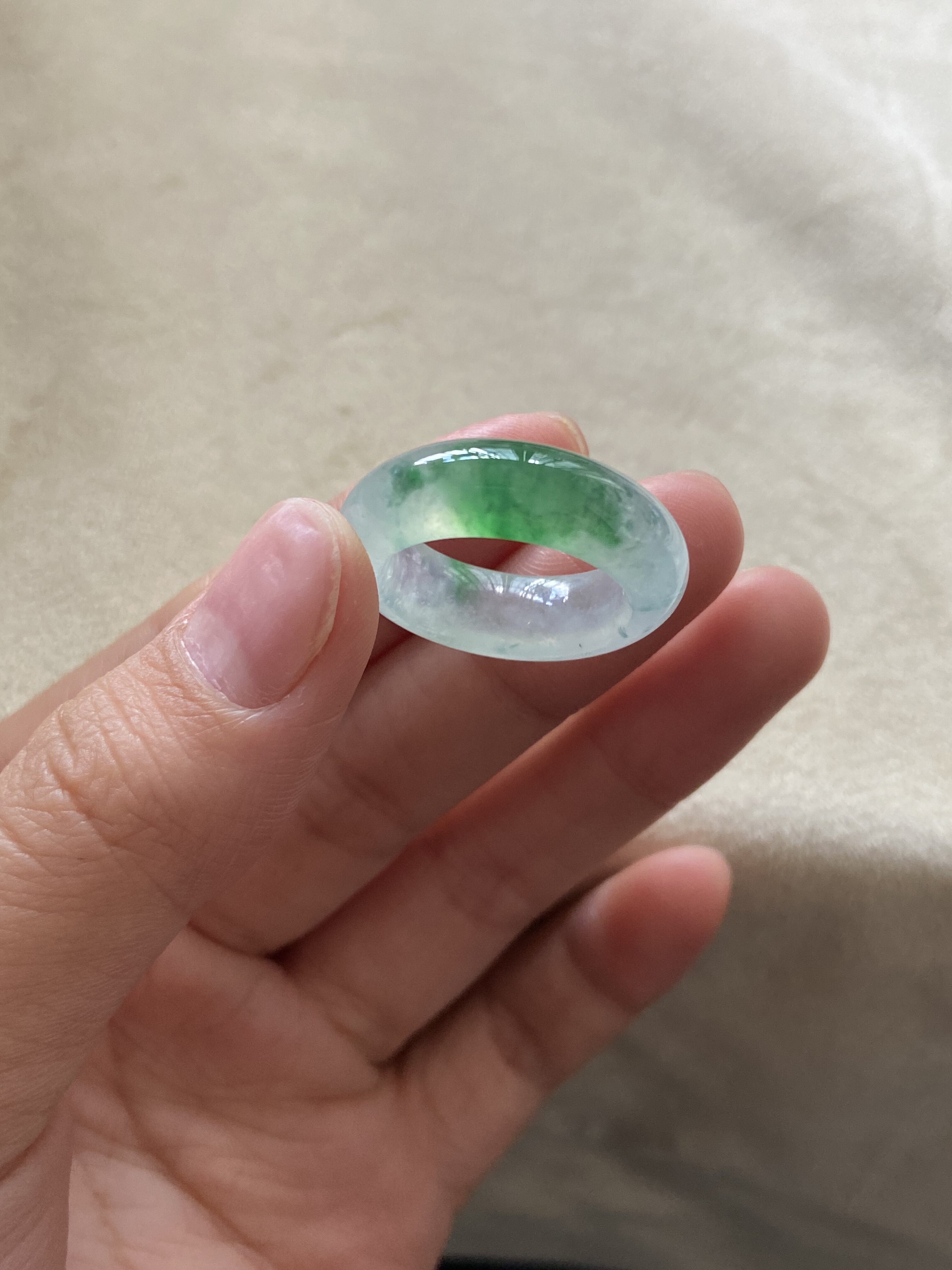 14号厚装冰绿翡翠指环戒圈