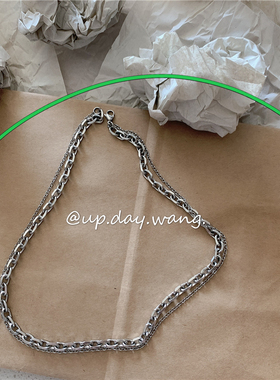 项链双层钛钢潮牌简约韩版情侣