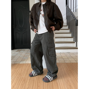 复古宽松百搭休闲裤 UPDAYWANG直筒多口袋厚实工装 美式 男 情侣 裤