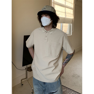 UPDAYWANG简约cityboy男条纹 时髦单品推荐 男女同款 纯色polo衫