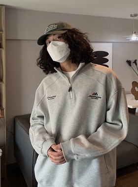 UPDAYWANG 四色基础款复古百搭卫衣男 美式潮流宽松情侣立领卫衣