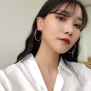 韓版 德式 歐美圓圈耳環(huán)2025新款 潮女圓環(huán)耳圈 S925銀針大圈圈耳環(huán)