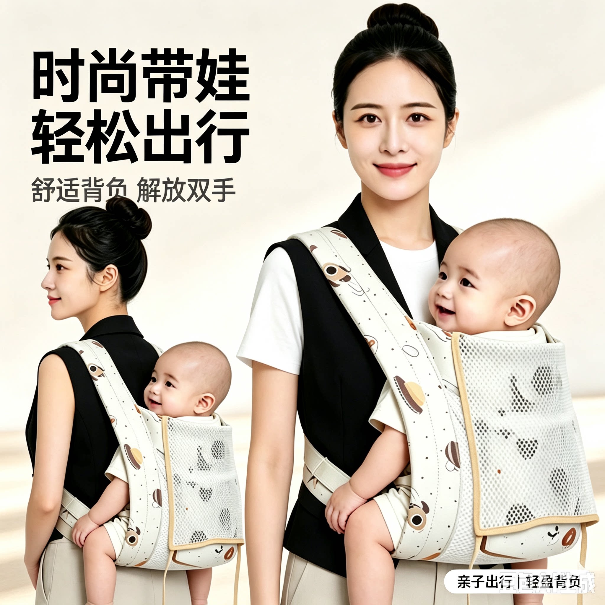 婴儿背带双肩前抱式透气新生儿抱娃神器解放双手外出背带解放双手