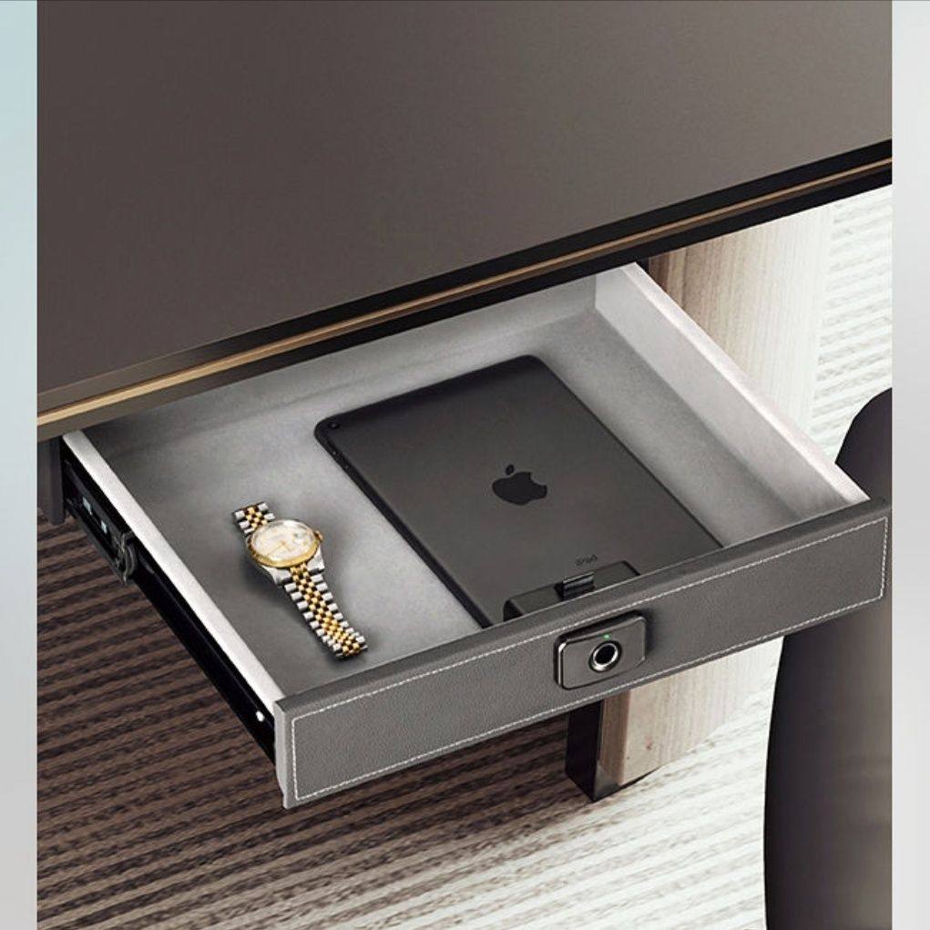 虎牌指纹保险柜家用小型迷你入柜吸顶抽屉式首饰收纳盒办公保险箱