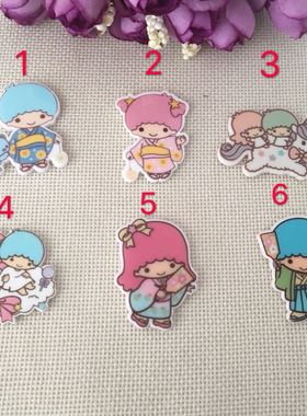 新款双子星压克力卡通平面树脂贴片diy发饰材料200821胸针配件