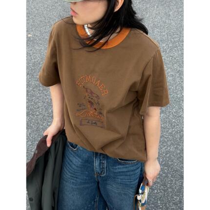2026春夏新款复古美式字母印花宽松垂感纯棉短袖T恤女