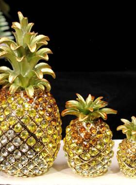 抖音爆款百货珐琅首饰盒水晶工艺品菠萝凤梨创意家居饰品摆件礼品