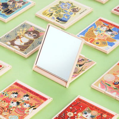 CALL ME PANDA 卡通便携小镜子 ins单面镜 猫猫图案化妆镜 M