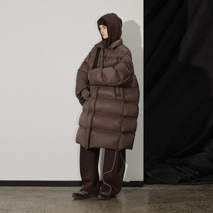 超轻保暖尼龙 半圆女装[运动]2024直充长款翻领羽绒服女小众