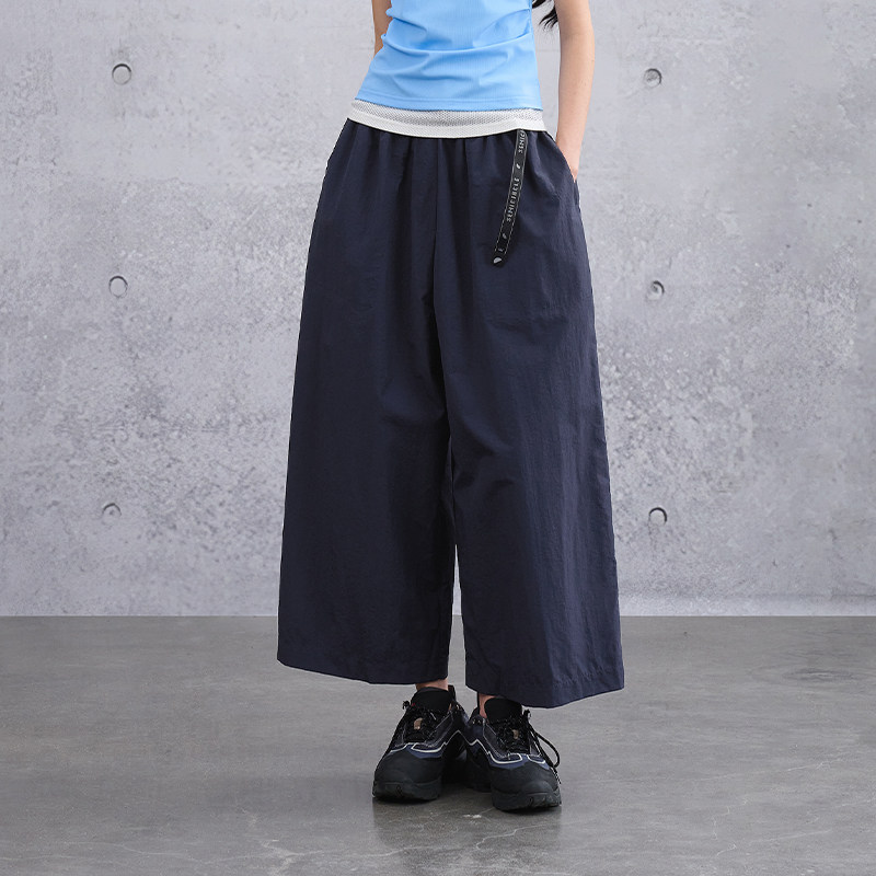 半圆女装2026[运动]夏季高腰围裹式休闲宽松七分裤女弯刀裤廓形感