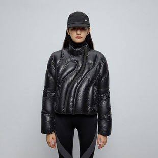 亮面无胆防绒面料 半圆女装[运动]2025秋冬曲线绗缝短款羽绒服女