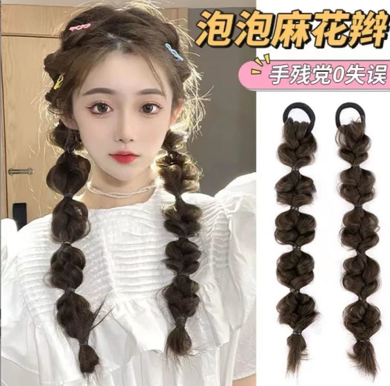 时尚假发女泡泡辫子灯笼辫可爱网红拳击辫马尾自然假发辫脏辫发圈