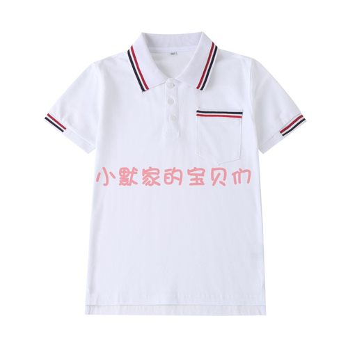 白色运动风翻领夏季套头衫校服