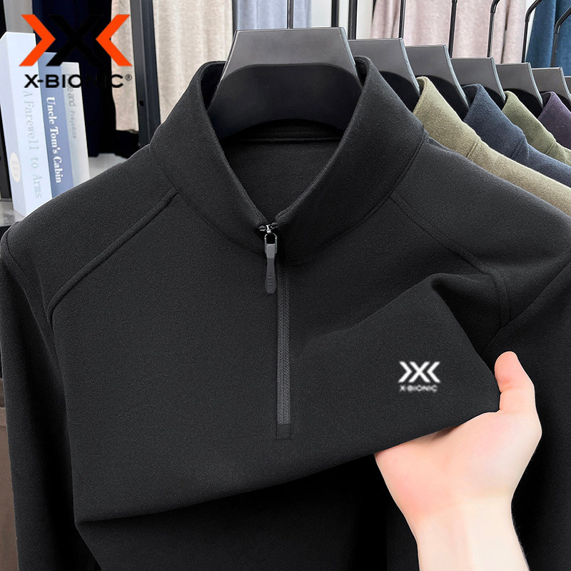 XBIONIC 旷野抓绒衫男士立领半拉链卫衣长袖套头保暖运动T恤上衣图片