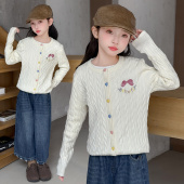 儿童韩版 春季 洋气上衣女孩外搭春秋 针织毛衣外套2026新款 女童开衫