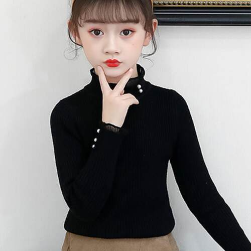 女童毛衣厚款打底衫黑色秋冬内搭