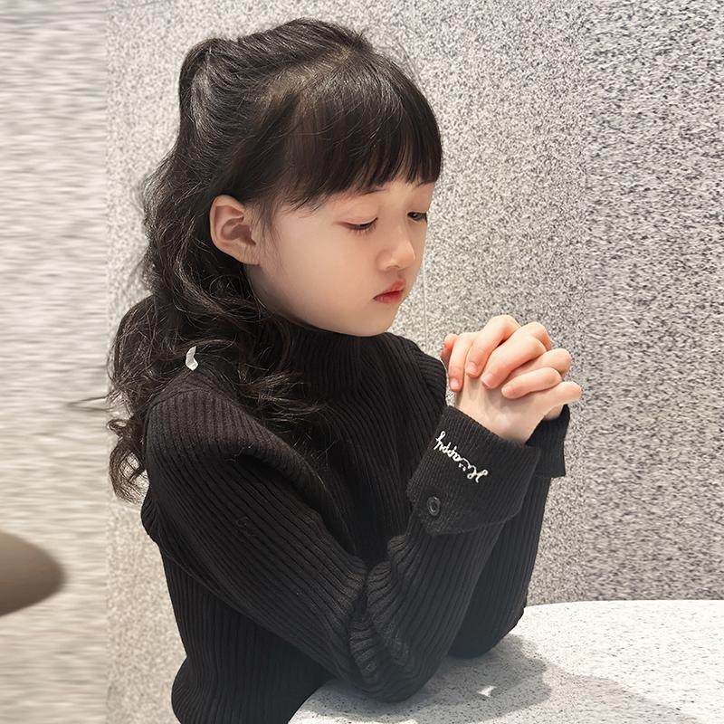 女童童装毛衣打底衫2025秋冬新款儿童厚款针织衫中大童一体绒内搭