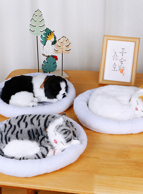 跨境会呼吸的猫仿真猫模型摆件家居装饰品
