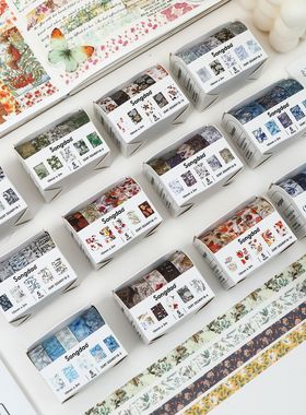 SDRT240918冬日山野系列和纸胶带套装5卷入风景花朵树叶基础款风