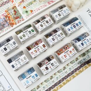 SDRT240918冬日山野系列和纸胶带套装5卷入风景花朵树叶基础款风