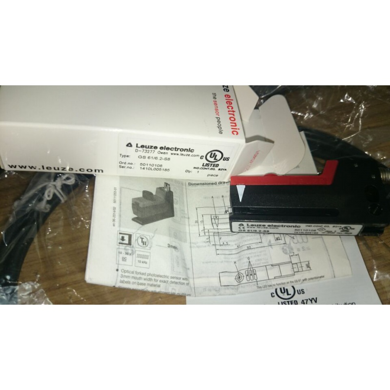 原装LEUZE劳易测标签传感器槽型电眼GS 61/62-S8插件式