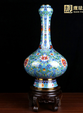 景泰蓝15寸蒜头瓶新中式装饰摆件