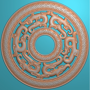 原创作品 战国龙纹玉璧JD精雕图玉雕图石雕木雕浮雕图电脑雕刻