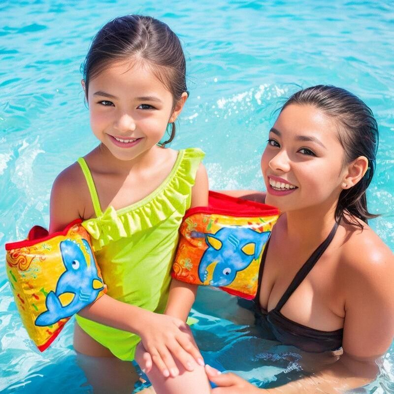 儿童戏水包布手臂圈浮圈婴儿男女宝宝充气游泳水袖双气囊圈