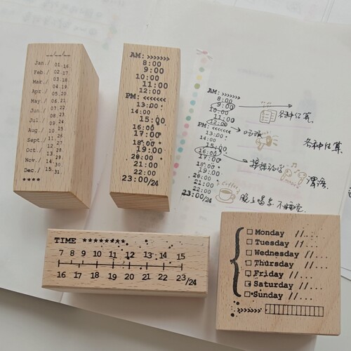 有间手帐时间轴印章日期记录打卡记事功能日付图章日记本星期日期