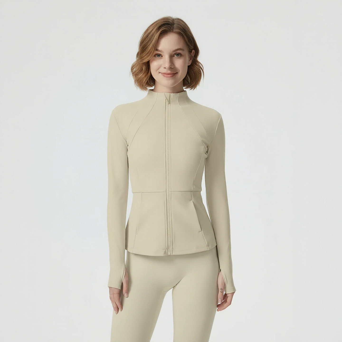 加绒瑜伽服女春秋拉链外套修身长袖高端跑步运动健身上衣透气