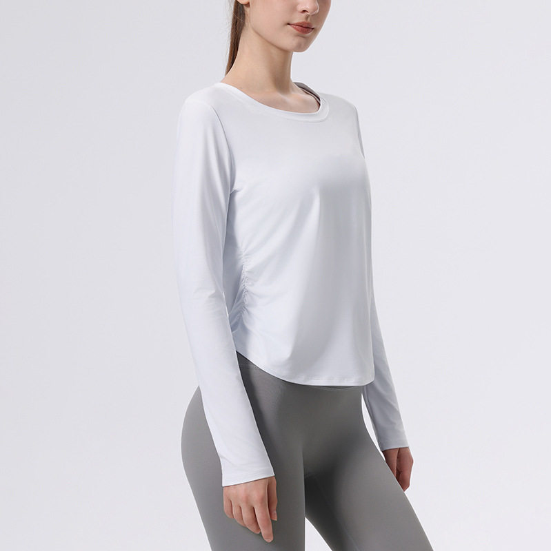 锦纶修身专业运动上衣女 跑步健身训练普拉提长袖上衣瑜伽服秋冬