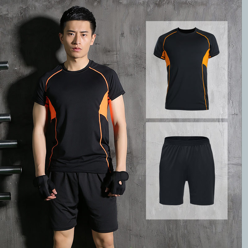 路伊梵跑步运动训练套装男篮球足球服弹力速干透气健身衣服